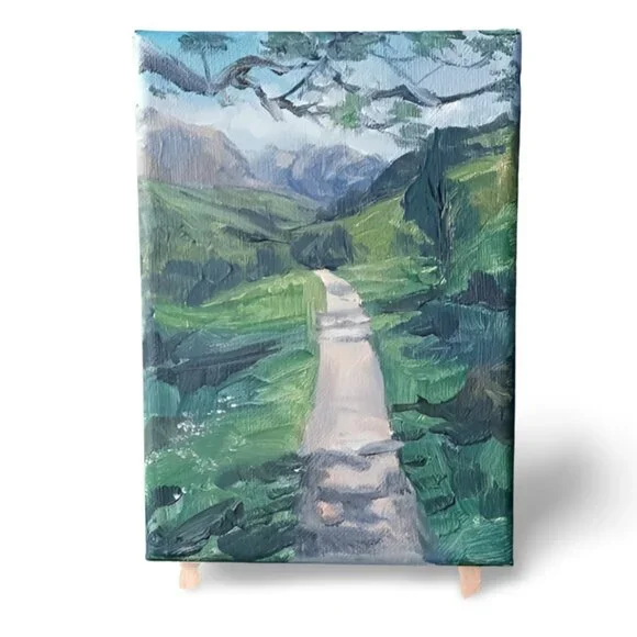 Mountain spring, Original Landscape Painting, 5x7 Mini Art - Picture 7 of 14